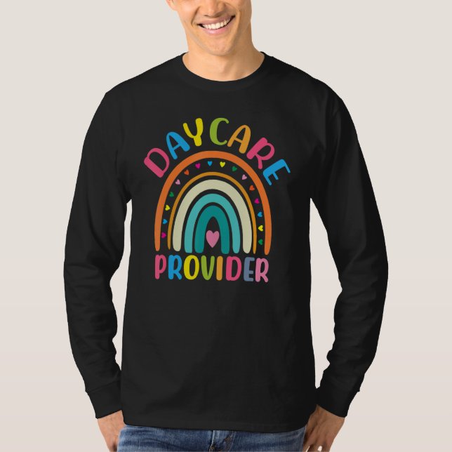 Boho Rainbow Daycare Provider Teacher Appreciation T-Shirt (Front)