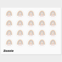 SHE / THEM Pronouns Rainbow Handlettering Set of Classic Round Sticker, Zazzle