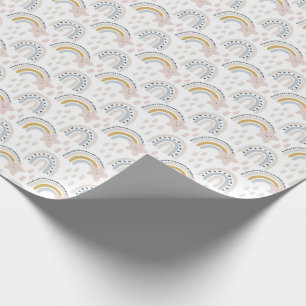 Boho Rainbow Design Neutral Colors Wrapping Paper
