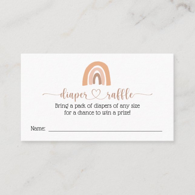 Boho Rainbow Diaper Raffle Baby Shower Card (Front)