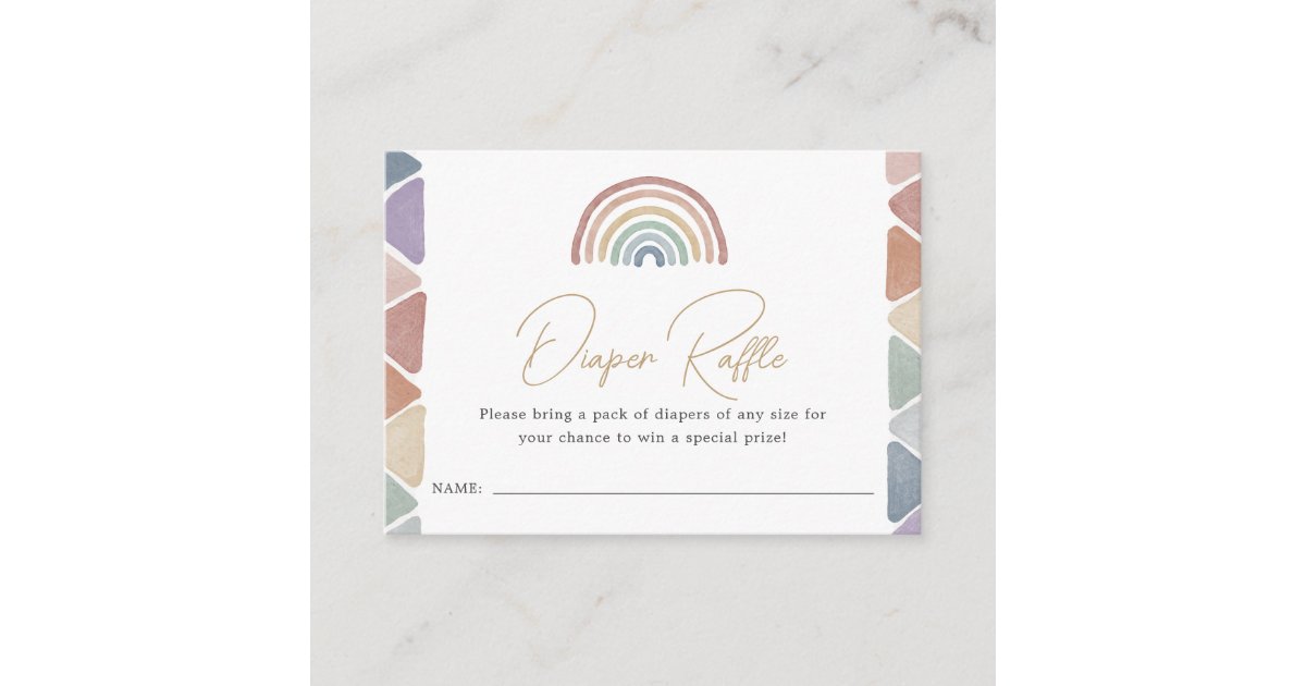 Boho Rainbow Diaper Raffle Card | Zazzle