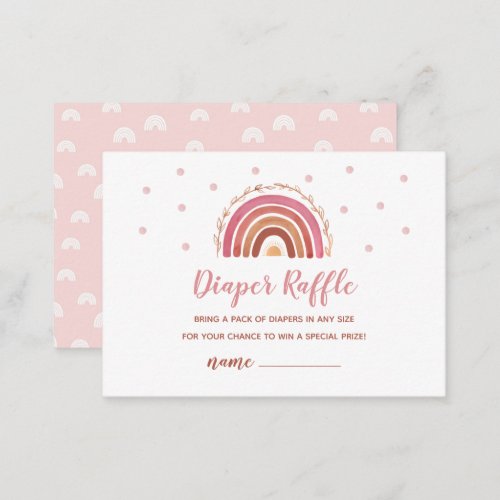 Boho Rainbow Diaper Raffle Game Card