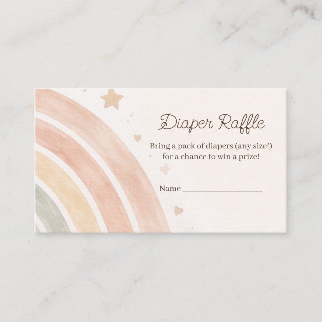 Boho Rainbow Diaper Raffle Minimal Baby Shower Enclosure Card (Front)