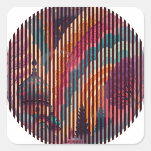 Boho Rainbow Dome Circle Stickers – Customizable
