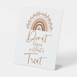 Boho Rainbow Donut Bar Sign, Earthy Tones Pedestal Sign