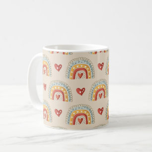 Boho Rainbow Doodle Pattern Coffee Mug
