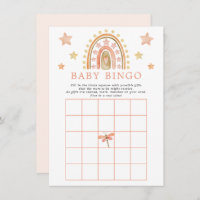 Boho Rainbow Dragonfly Baby Shower Bingo Game Enclosure Card