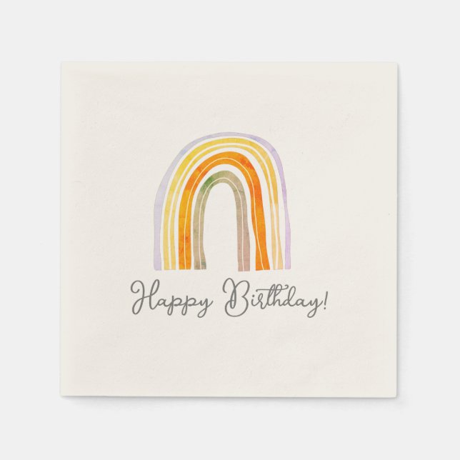 Boho rainbow drawing Birthday party napkins (Front)