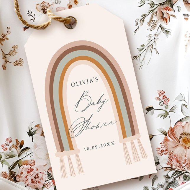 Boho Rainbow Earth Tone Baby Shower Favor Gift Tags (Boho Rainbow Earth Tone Baby Shower Favor Tags.)