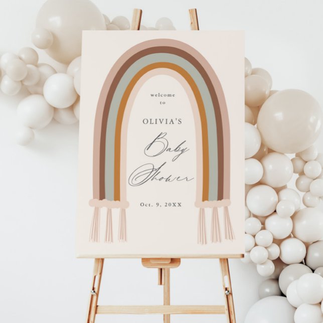 Boho Rainbow Earth Tone Baby Shower Welcome Foam Board (Boho Rainbow Earthy Baby Shower Welcome Foam Core Sign.)