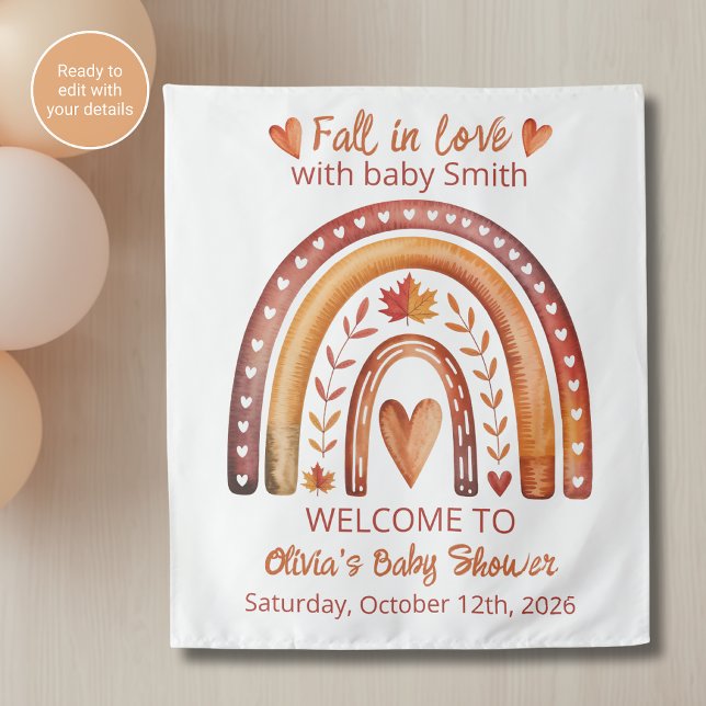 Boho Rainbow Fall in Love Baby Shower Backdrop (Creator Uploaded)