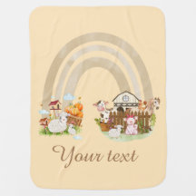 boho rainbow farm animals baby blanket