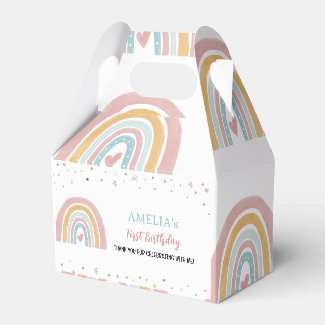 Boho Rainbow Favor Box Birthday Party (Front Side)