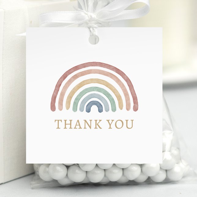 Boho Rainbow Favor Tags (Colorful Boho Watercolor Rainbow Thank You Favor Tags by Painted Paperie
)