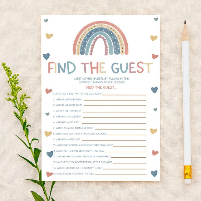 Boho Rainbow Find The Guest Baby Shower Game (Creator Uploaded)