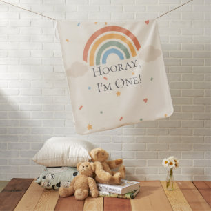 Boho Rainbow First Birthday Baby Blanket