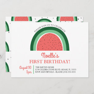 Boho Rainbow First Birthday, Watermelon Invitation