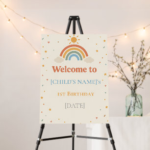 Boho Rainbow First Birthday Welcome Sign