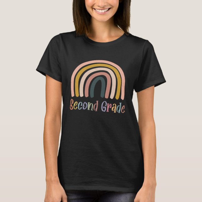 Boho Rainbow First Day of School 2021 Second Grade T-Shirt (Front)