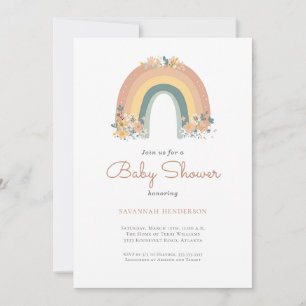 Boho Rainbow Floral Baby Shower Invitation