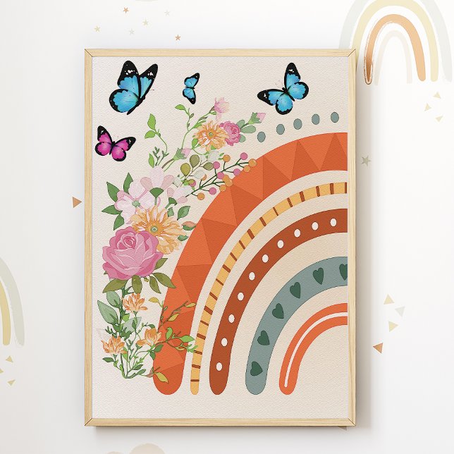 Boho Rainbow Flower Nursery Print Kids Room Poster (Creator Uploaded)