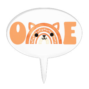 Boho Rainbow Fox First Birthday Woodland Cake Topper