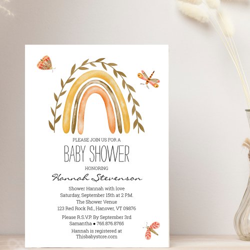 Boho Rainbow Gender Neutral Baby Shower Invitation