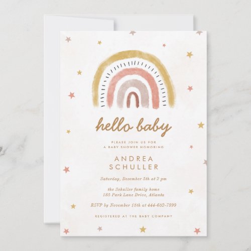 Boho Rainbow Gender_Neutral Baby Shower Invitation