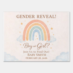 Boho Rainbow Gender Reveal Yard Sign Neutral Baby 