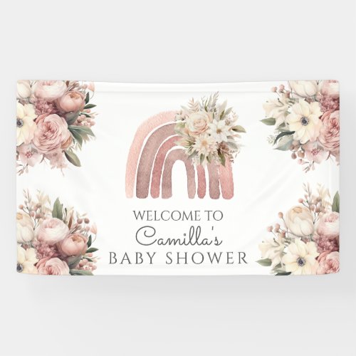 Boho Rainbow Girl Baby Shower  Banner