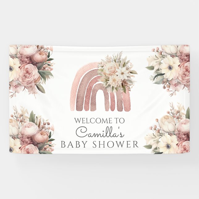 Boho Rainbow Girl Baby Shower  Banner (Horizontal)