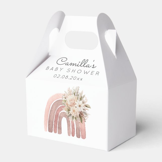 Boho Rainbow Girl Baby Shower  Favor Boxes (Front Side)