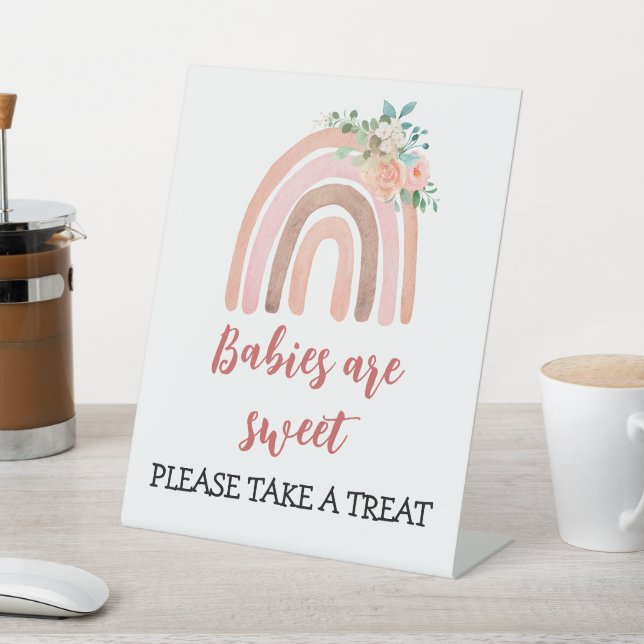 Boho Rainbow Girl Baby Shower Favors Sign (In SItu)
