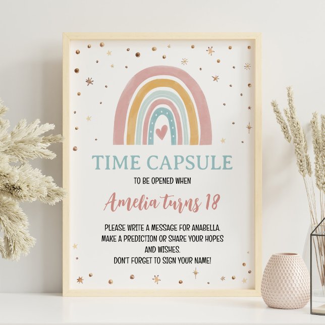 Boho Rainbow Girl Birthday Time Capsule Sign (Creator Uploaded)