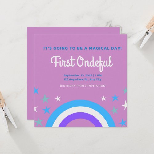 Boho Rainbow Girl Lovely First Onederful Birthday Invitation