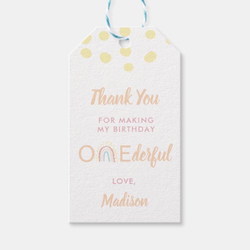 Boho Rainbow Girl Lovely Onederful Thank You  Gift Tags