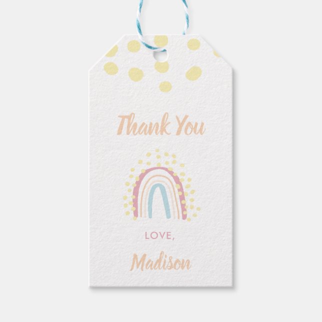 Boho Rainbow Girl Thank You  Gift Tags (Front)
