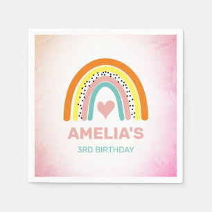 Boho Rainbow Girl's Birthday Party Napkins