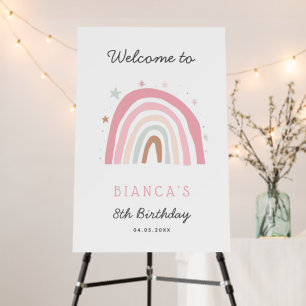 Boho Rainbow Girl's Birthday Party Welcome Sign