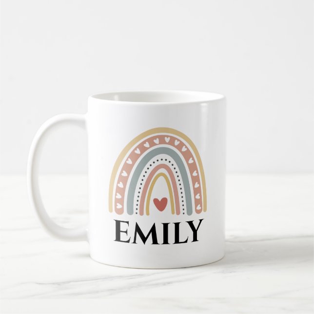 Boho Rainbow Girls Name  Coffee Mug (Left)