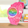 Boho Rainbow Glitter Cute Girls Pink Kids Watch