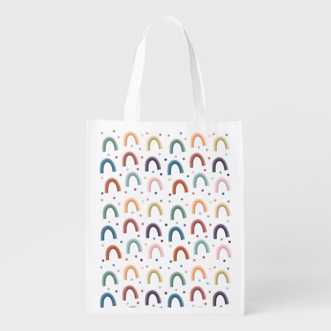 Boho Rainbow Grocery Bag (Front)