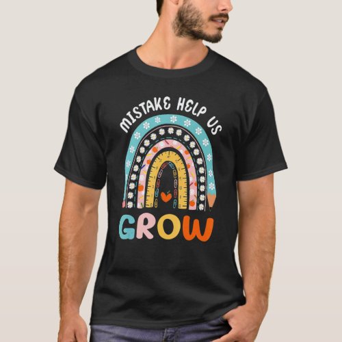 Boho Rainbow Growth Mindset Positive Teacher Back T-Shirt