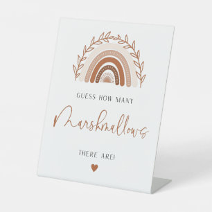 Boho Rainbow Guess How Many Marshmallows Game Pedestal Sign