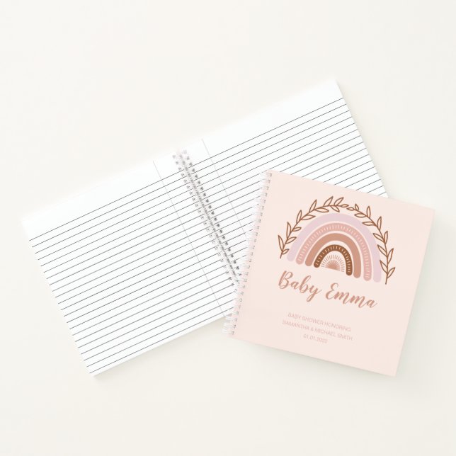 Boho Rainbow Guest Book, Terracotta Dusty Pink Notebook (Inside)