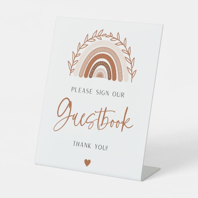 Boho Rainbow Guestbook Sign for Baby Shower (Front)