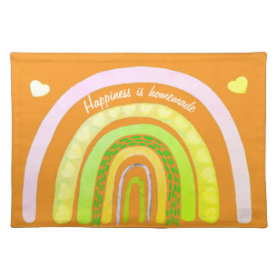 Boho Rainbow 'Happiness is Homemade' Cloth Placemat