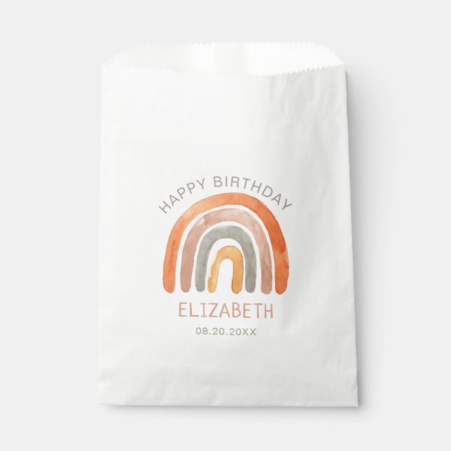 Boho Rainbow Happy Birthday  Favor Bag (Front)