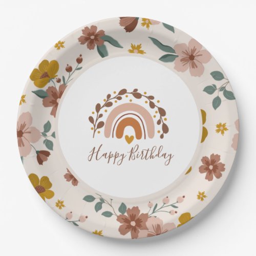 Boho Rainbow Happy Birthday Plates