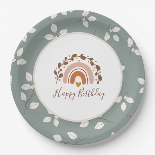 Boho Rainbow Happy Birthday Plates